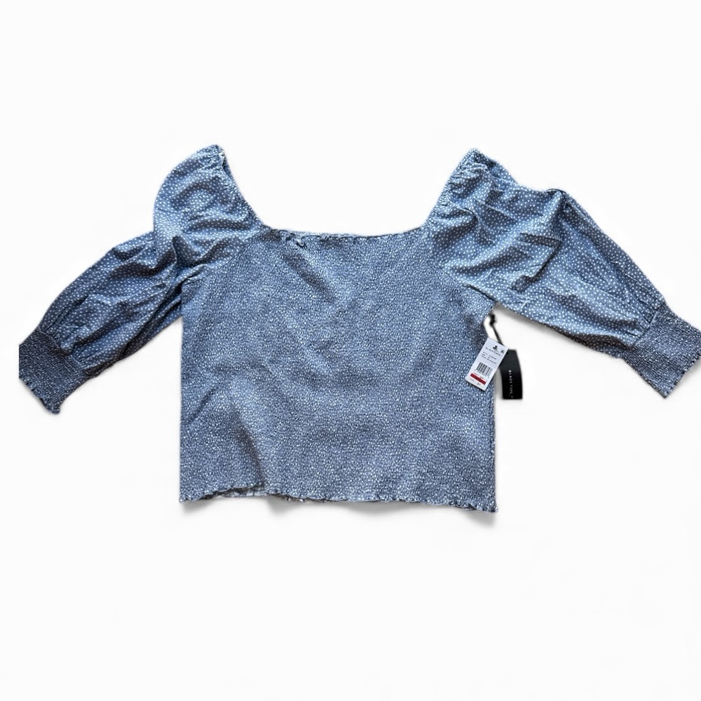 NWT Black Tape_ Women Blue Long Sleeve Off The Shoulder Smocked Top 3X Plus